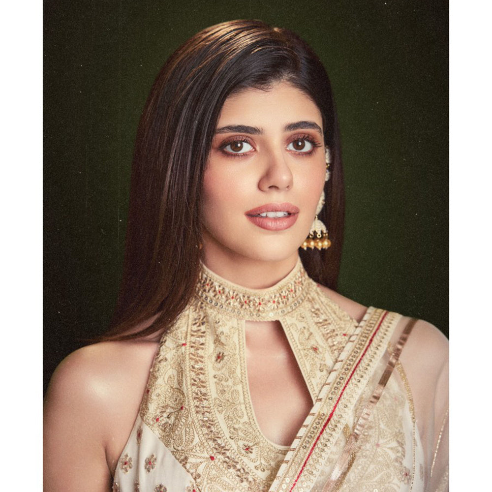 Gopi Vaid White Sanjana Sanghi In Golconda Priyal Saree with Stitched Blouse