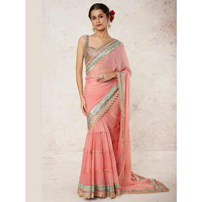 Gopi Vaid Pink Imroz Saree with Stitched Blouse