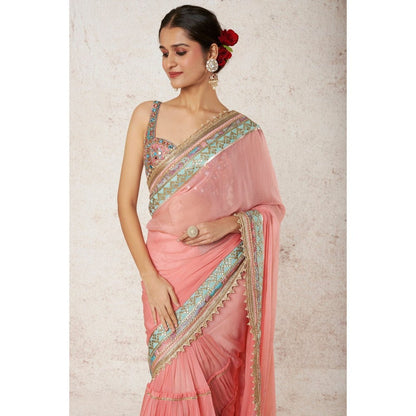 Gopi Vaid Pink Imroz Saree with Stitched Blouse