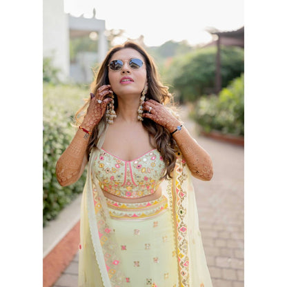 Gopi Vaid Arari Green Skirt with Blouse and Dupatta