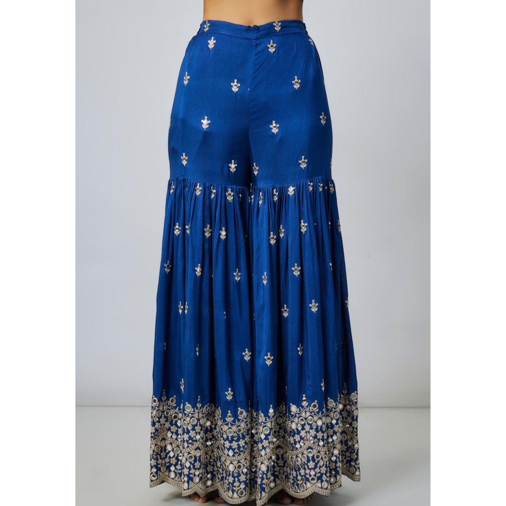 Gopi Vaid Inika Blue Embroidered Kurta with Sharara and Dupatta