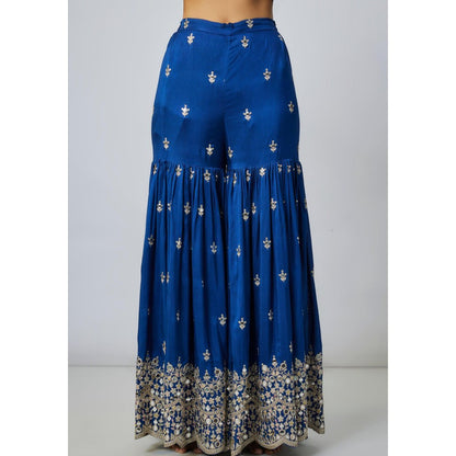 Gopi Vaid Inika Blue Embroidered Kurta with Sharara and Dupatta