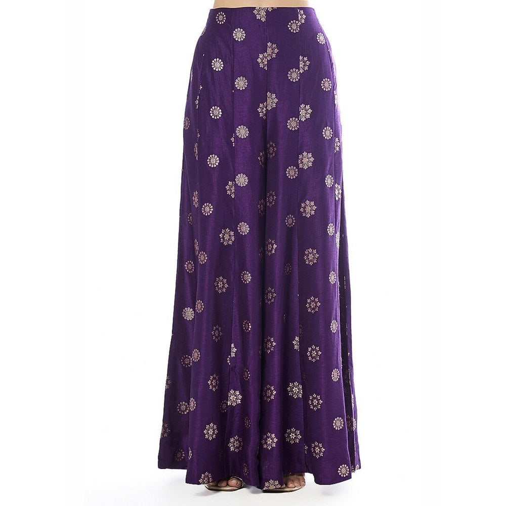 Gopi Vaid Mehnaaz Purple Floral Top with Pant