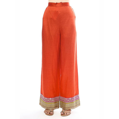 Gopi Vaid Mehrunissa Red Embroidered Anarkali Kurta with Palazzo and Dupatta