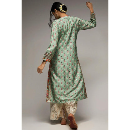 Gopi Vaid Tilla Green Floral Kurti with Palazzo
