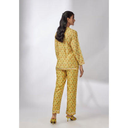 Gopi Vaid Nusrat Yellow Floral Kurta with Pant