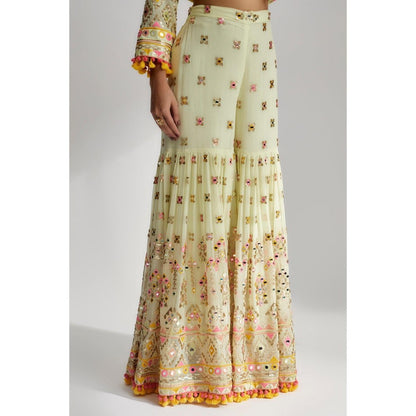 Gopi Vaid Friya Green Embroidered Kurta with Sharara and Dupatta