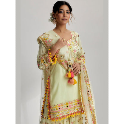 Gopi Vaid Friya Green Embroidered Kurta with Sharara and Dupatta