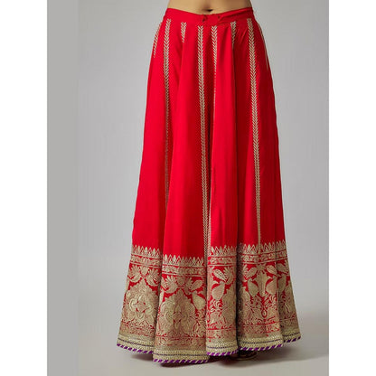Gopi Vaid Baani Red Embroidered Kurta with Sharara and Dupatta