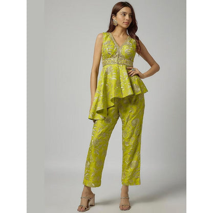Gopi Vaid Golconda Green Floral Kurta with Pant