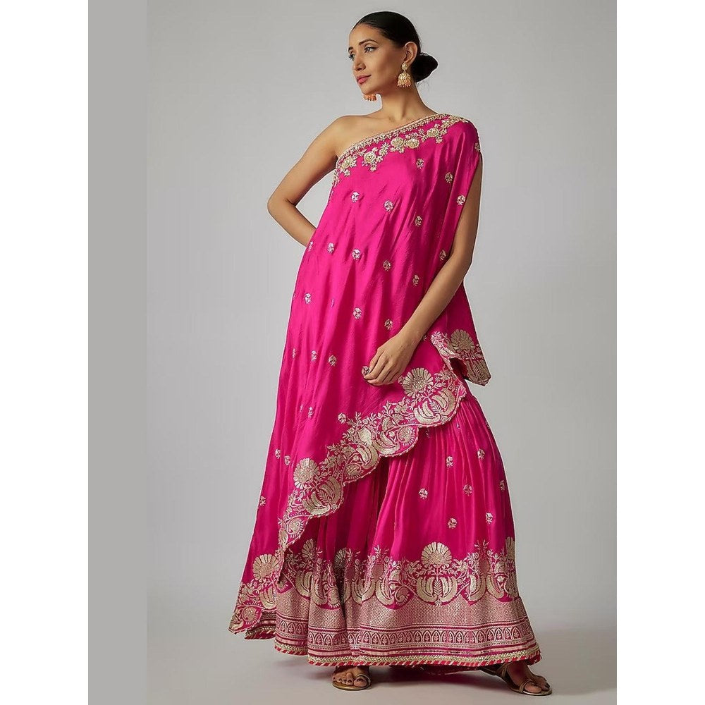 Gopi Vaid Golconda Pink Embroidered Kurta with Sharara