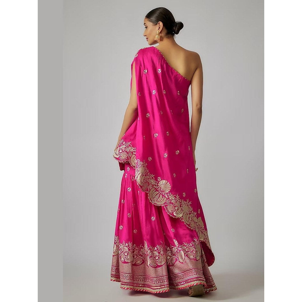 Gopi Vaid Golconda Pink Embroidered Kurta with Sharara