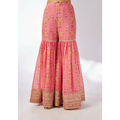 Gopi Vaid Samiksha Pink Floral Kurta with Sharara and Dupatta
