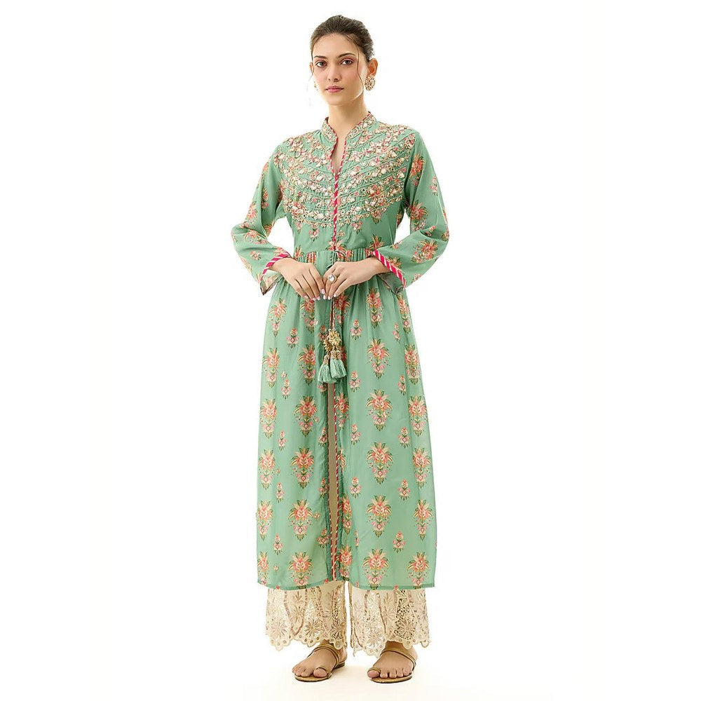 Gopi Vaid Tara Green Printed Kurti with Palazzo