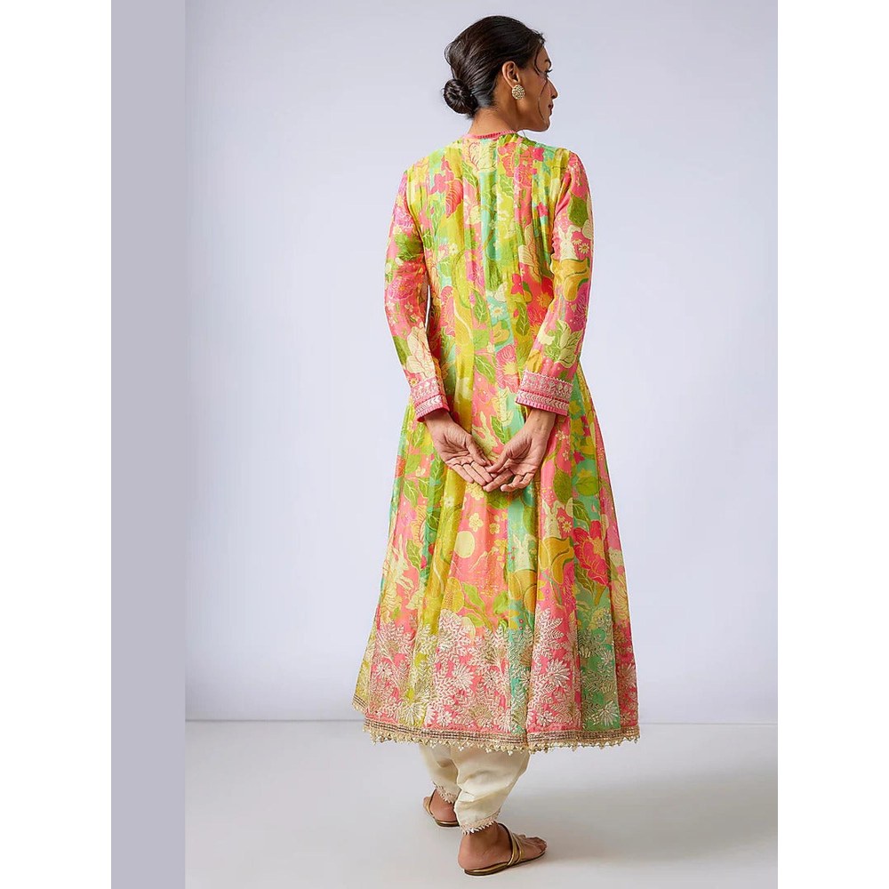 Gopi Vaid Nasreen Multi-Colour Floral Anarkali Kurta with Dhoti Pant and Dupatta