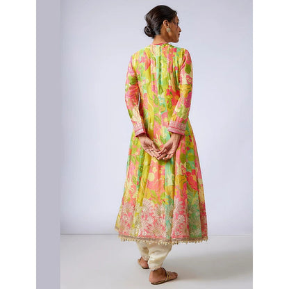 Gopi Vaid Nasreen Multi-Colour Floral Anarkali Kurta with Dhoti Pant and Dupatta