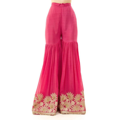 Gopi Vaid Kalki Red Printed Kurta with Sharara and Dupatta