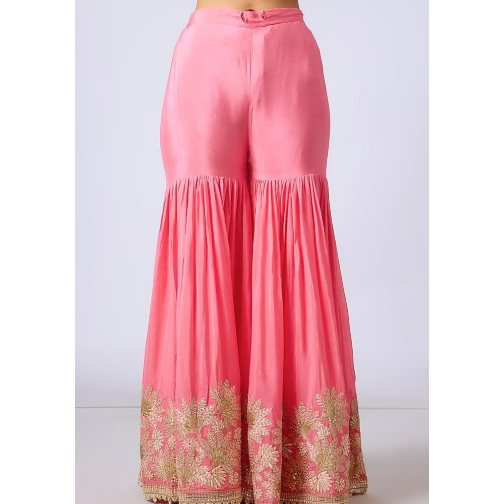 Gopi Vaid Kalki Pink Floral Kurta with Sharara and Dupatta