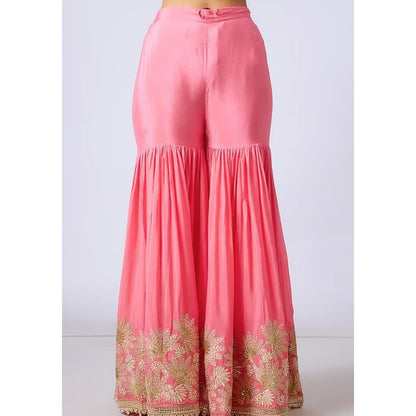 Gopi Vaid Kalki Pink Floral Kurta with Sharara and Dupatta