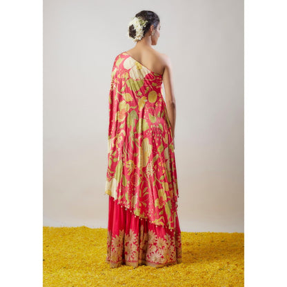 Gopi Vaid Nupur Red Floral Kurta with Sharara