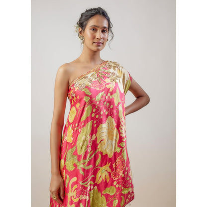 Gopi Vaid Nupur Red Floral Kurta with Sharara
