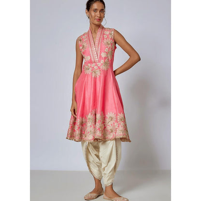 Gopi Vaid Neeti Pink Embroidered Kurta with Dhoti Pant