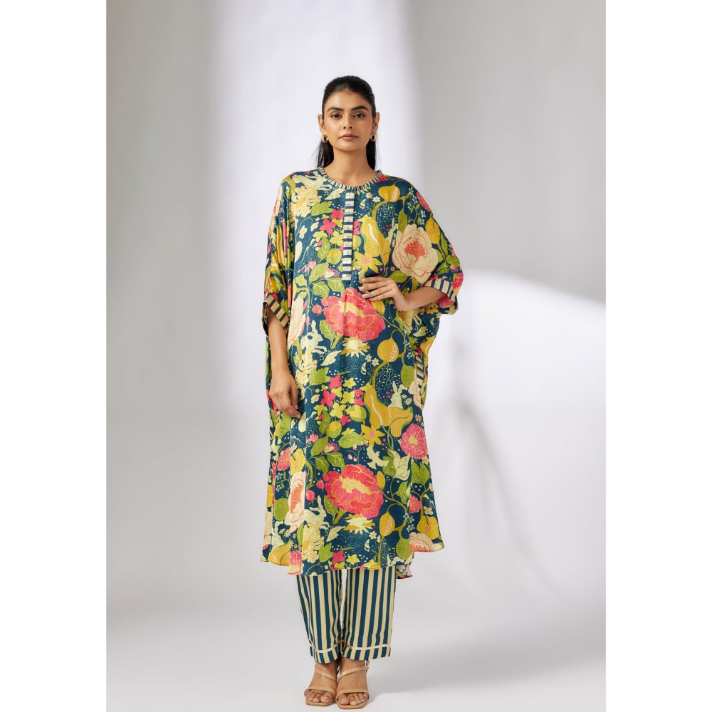 Gopi Vaid Julia Blue Floral Kurta with Pant