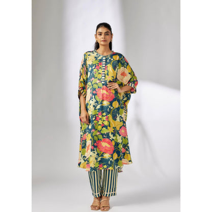 Gopi Vaid Julia Blue Floral Kurta with Pant