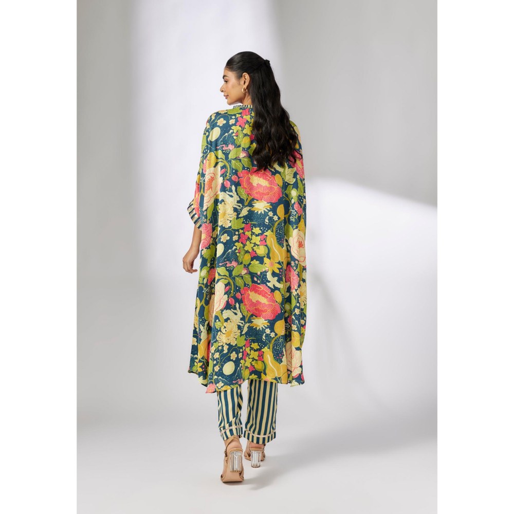Gopi Vaid Julia Blue Floral Kurta with Pant