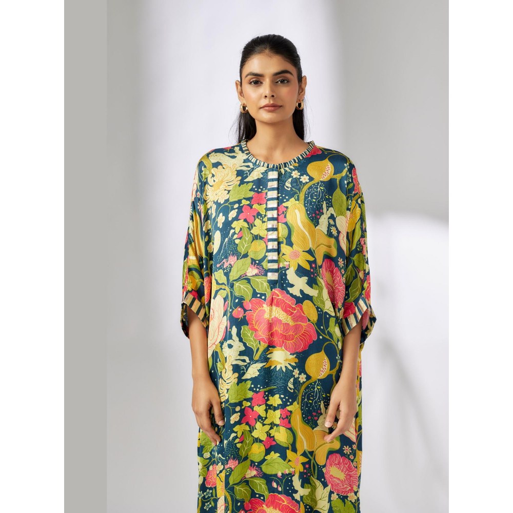Gopi Vaid Julia Blue Floral Kurta with Pant
