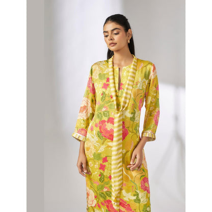 Gopi Vaid Lily Yellow Floral Kurta with Pant