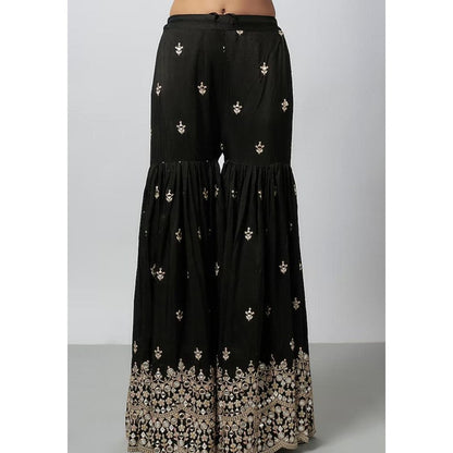 Gopi Vaid Pariza Black Embroidered Kurta with Sharara and Dupatta