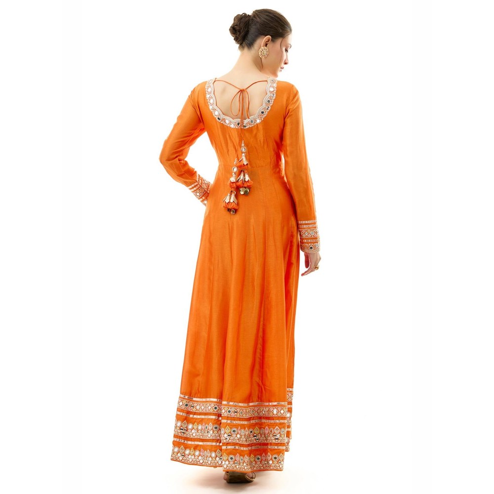 Gopi Vaid Srivani Orange Embroidered Kurta with Sharara and Dupatta