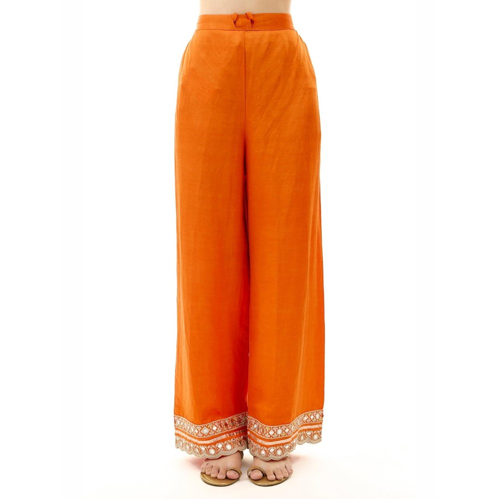 Gopi Vaid Srivani Orange Embroidered Kurta with Sharara and Dupatta
