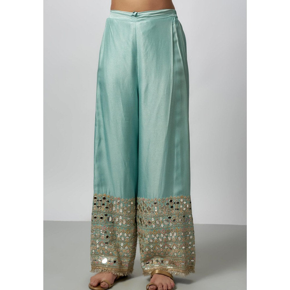 Gopi Vaid Fahar Blue Embroidered Anarkali Kurta with Palazzo and Dupatta