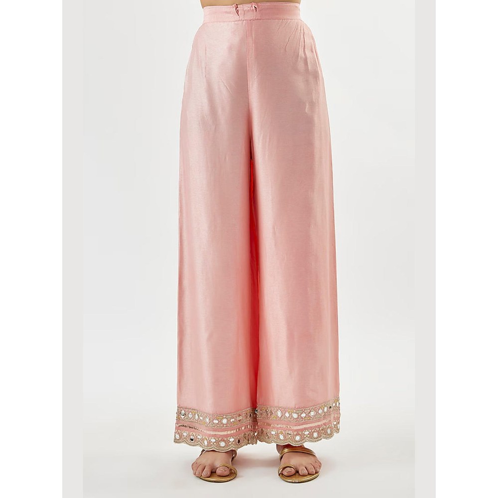 Gopi Vaid Arundhati Pink Embroidered Anarkali Kurta with Palazzo and Dupatta