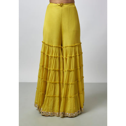 Gopi Vaid Zeya Yellow Embroidered Kurta with Sharara