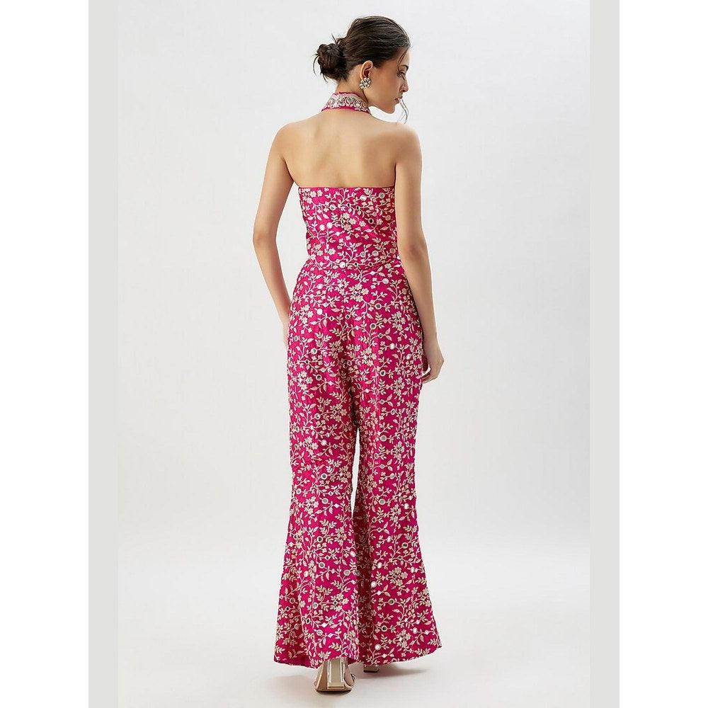 Gopi Vaid Rutika Pink Embroidered Top with Pant
