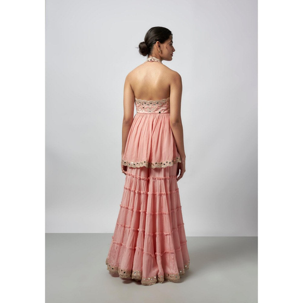 Gopi Vaid Charvi Pink Embroidered Kurta with Sharara and Dupatta
