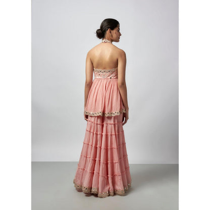 Gopi Vaid Charvi Pink Embroidered Kurta with Sharara and Dupatta