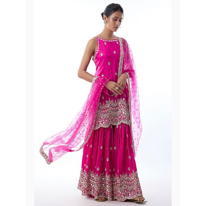 Gopi Vaid Yukta Pink Embroidered Kurta with Sharara and Dupatta
