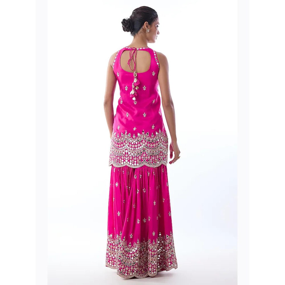Gopi Vaid Yukta Pink Embroidered Kurta with Sharara and Dupatta