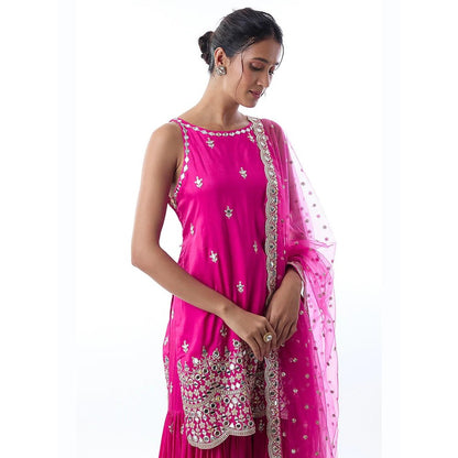 Gopi Vaid Yukta Pink Embroidered Kurta with Sharara and Dupatta
