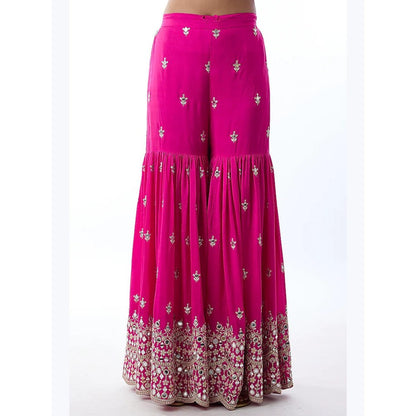 Gopi Vaid Yukta Pink Embroidered Kurta with Sharara and Dupatta