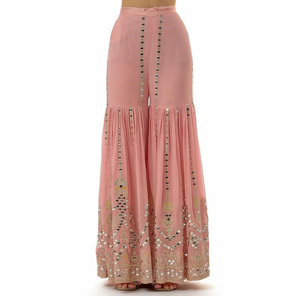 Gopi Vaid Ekantika Pink Floral Kurta with Sharara and Dupatta