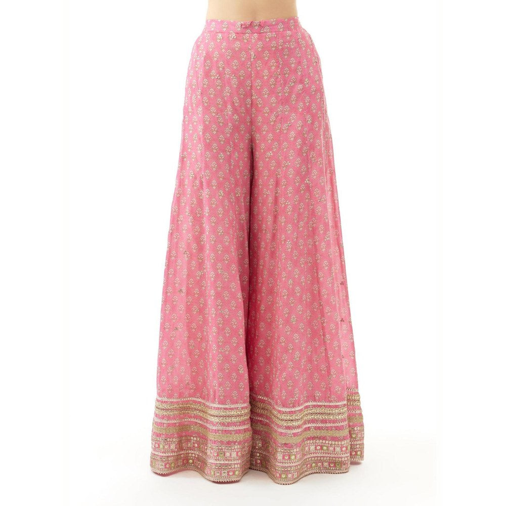Gopi Vaid Simoni Pink Embroidered Kurta with Sharara and Dupatta