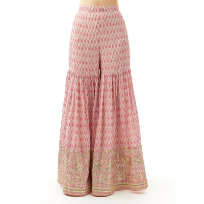 Gopi Vaid Janhavi Pink Embroidered Kurta with Sharara and Dupatta