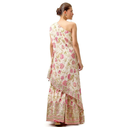 Gopi Vaid Sumedha Ivory Floral Kurta with Sharara