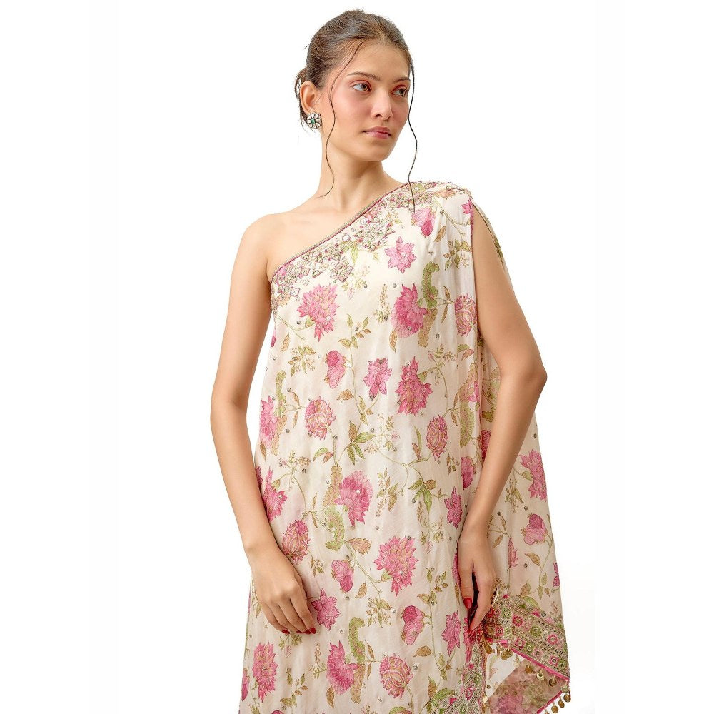 Gopi Vaid Sumedha Ivory Floral Kurta with Sharara