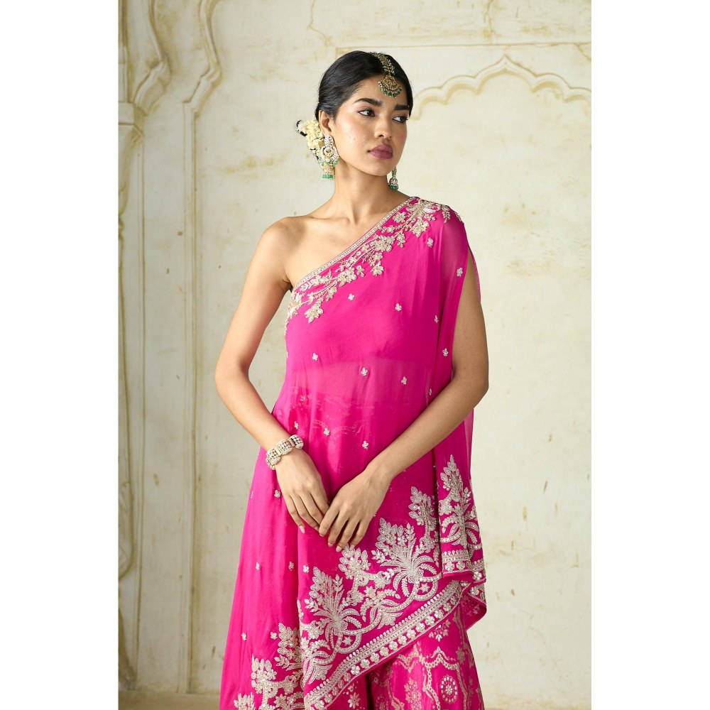 Gopi Vaid Areesha Pink Embroidered Kurti with Palazzo